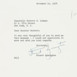 Letter: 1958 November 10