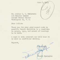 Letter: 1954 June 8