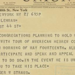 Telegram: 1939 April 27