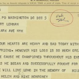 Telegram: 1963 December 6