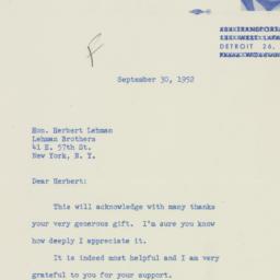 Letter: 1952 September 30