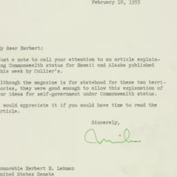 Letter: 1955 February 18