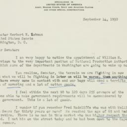 Letter: 1950 September 14