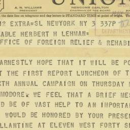 Telegram: 1943 May 3