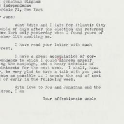 Letter: 1960 November 19