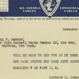 Telegram: 1929 December 6