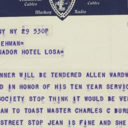 Telegram: 1936 November 29