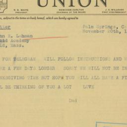 Telegram: 1936 November 20