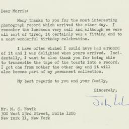 Letter: 1959 January 19
