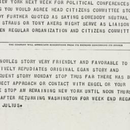Telegram: 1960 July 20
