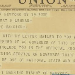Telegram: 1941 November 19
