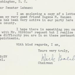 Letter: 1954 November 8