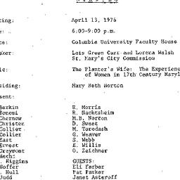 Minutes, 1976-04-13. Early ...