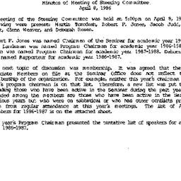 Minutes, 1986-04-08. Early ...