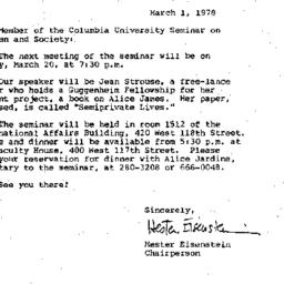 Announcements, 1978-03-01. ...