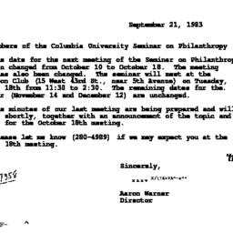 Announcements, 1983-09-21. ...