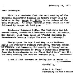 Announcements, 1972-02-29. ...