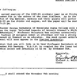 Announcements, 1985-11-08. ...