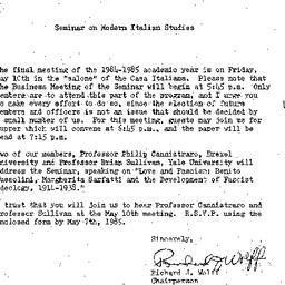 Announcements, 1985-05-10. ...