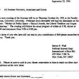 Announcements, 1991-09-22. ...
