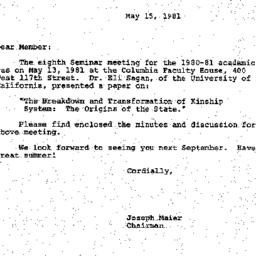Correspondence, 1981-05-15....