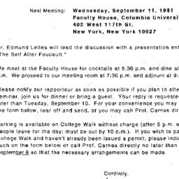 Announcements, 1991-09-11. ...