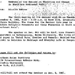 Announcements, 1981-12-08. ...