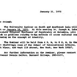 Announcements, 1972-01-11. ...