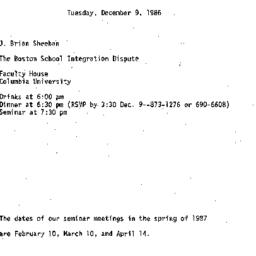 Announcements, 1986-12-09. ...