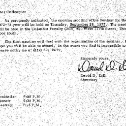 Announcements, 1972-09-25. ...