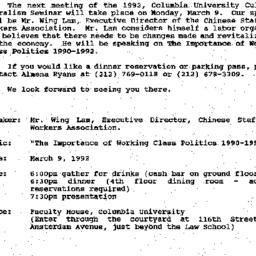 Announcements, 1992-03-09. ...