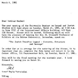Announcements, 1981-03-06. ...