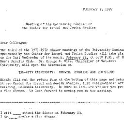 Announcements, 1972-02-07. ...