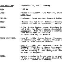 Announcements, 1983-09-27. ...