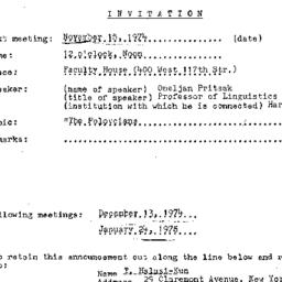 Announcements, 1974-11-15. ...