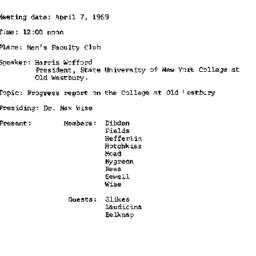Minutes, 1969-04-07. Higher...