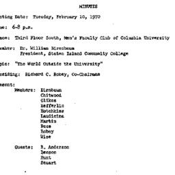Minutes, 1970-02-10. Higher...