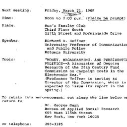Announcements, 1969-03-21. ...