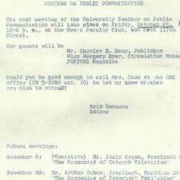 Announcements, 1959-10-23. ...