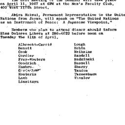 Announcements, 1967-04-11. ...