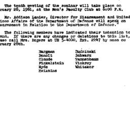Announcements, 1961-02-23. ...