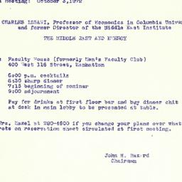 Announcements, 1972-10-03. ...