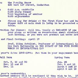 Announcements, 1973-04-03. ...