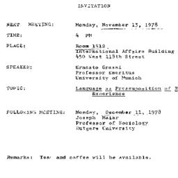 Announcements, 1978-11-13. ...