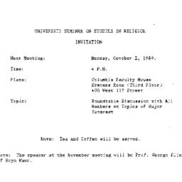 Announcements, 1989-10-02. ...