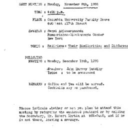 Announcements, 1976-11-08. ...