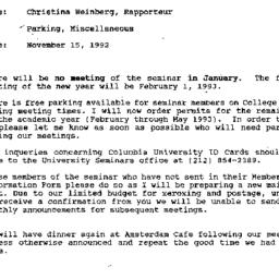 Announcements, 1992-11-15. ...