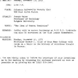 Announcements, 1972-11-13. ...