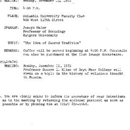 Announcements, 1972-12-11. ...