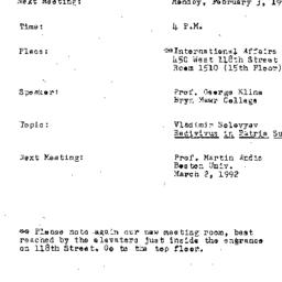 Announcements, 1992-02-03. ...
